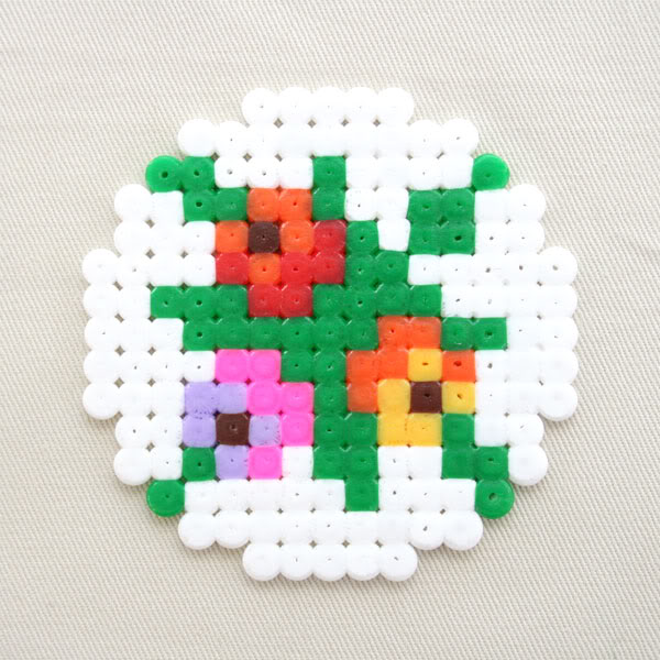 Pixel coasters made from fuse beads