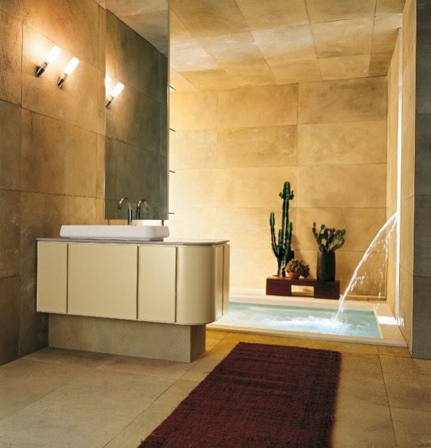 Vertical view of a modern bathroom design