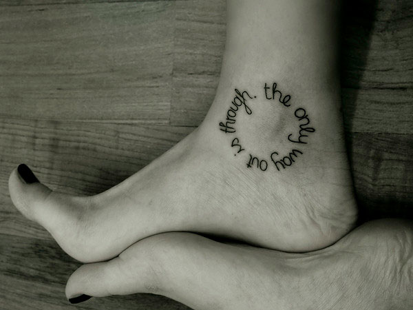 the only way out is through ankle tattoo