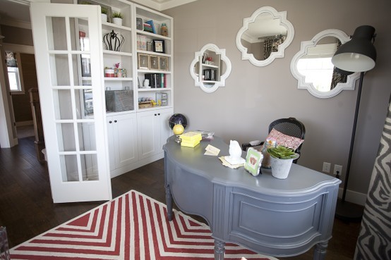 Home office desk layout detail