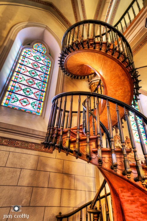 Elegant curved interior staircase