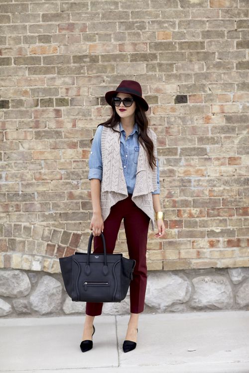 Stylish vest layered for autumn days