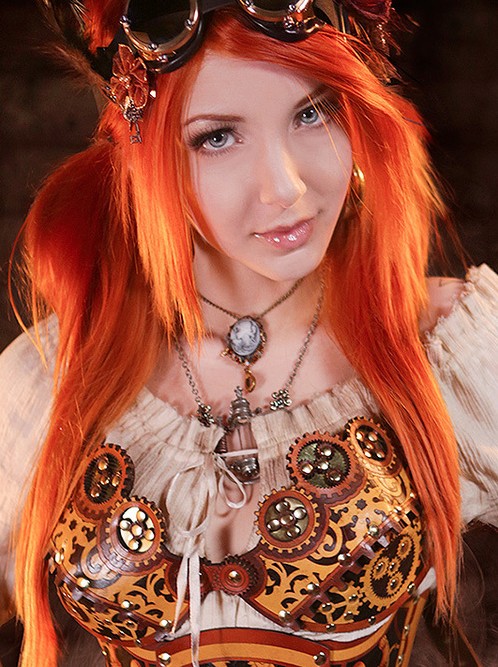 Braided red hair style