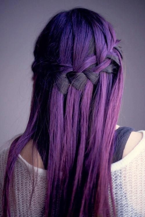 Colorful hair from orange through purple