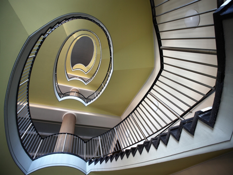 Nils Eisfeld olive stairwell looking up