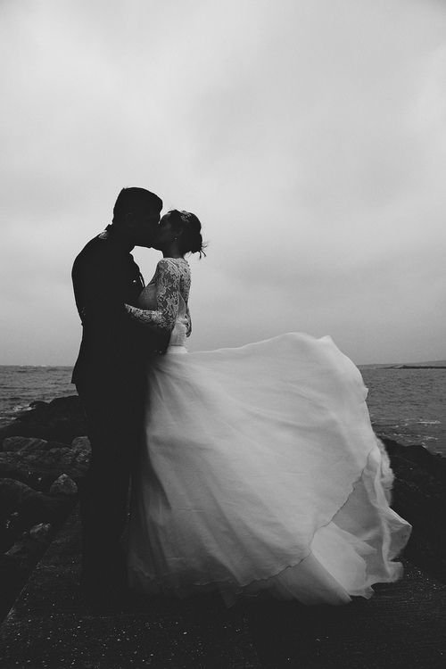Black and white wedding portrait detail