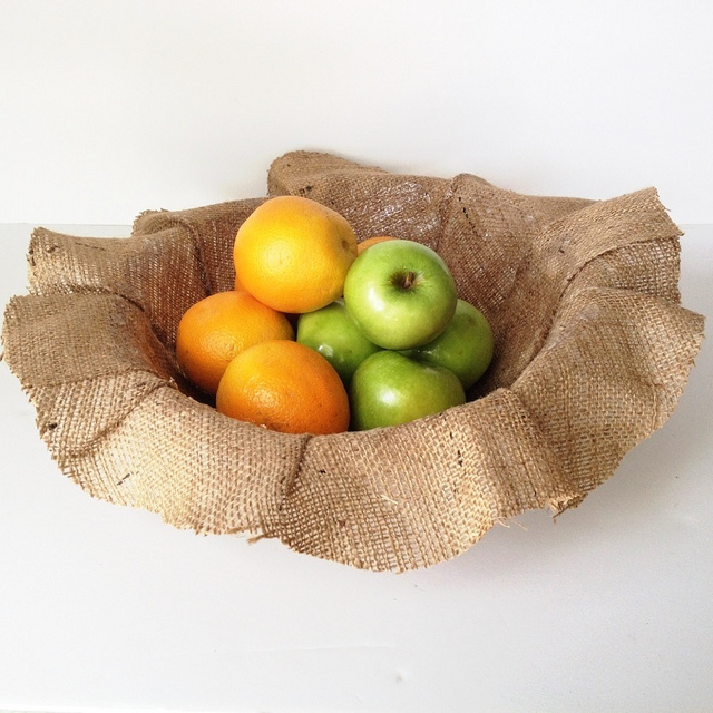Shaped burlap bowl