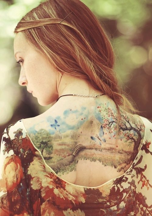 Watercolour tattoo motif