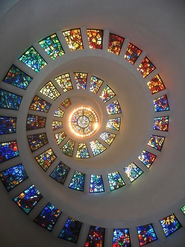 Stained glass glowing with daylight