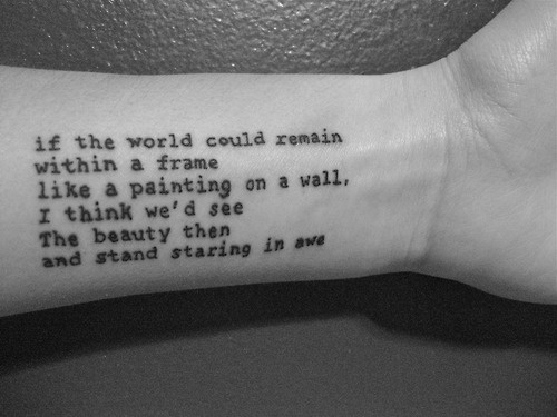 if the world could remain within a frame poem tattoo
