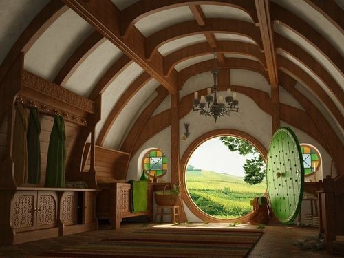 Earth-sheltered house facade