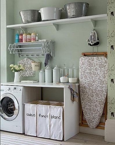 Simple laundry setup with natural light
