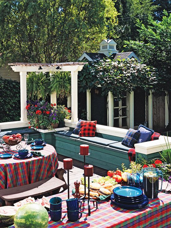 Garden bench with soft seating pads