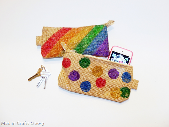 Painted burlap clutches