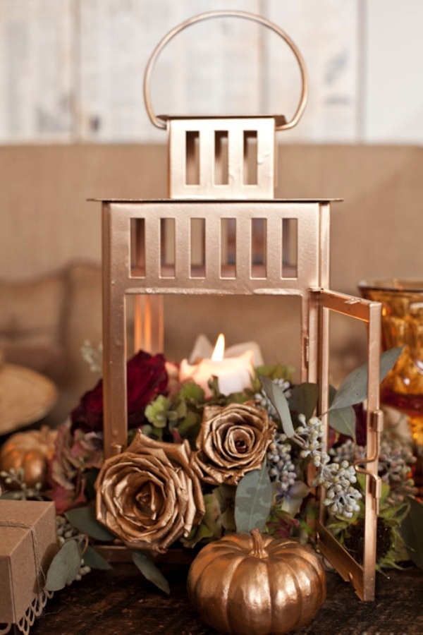 Porch fall lantern arrangement