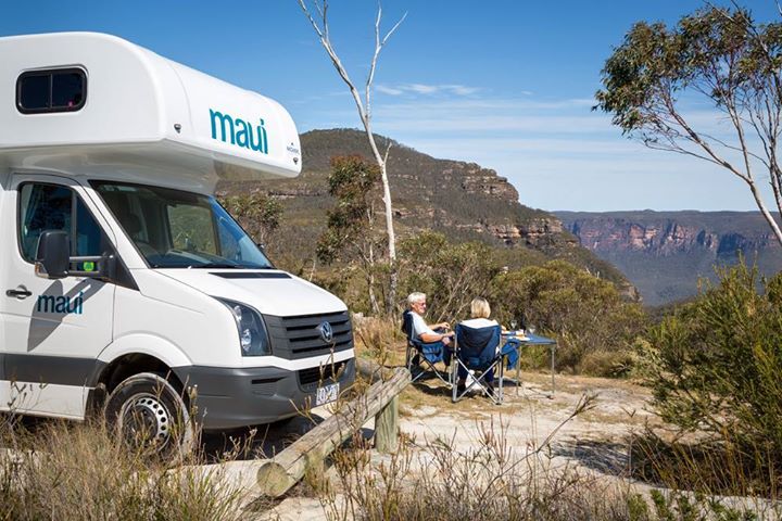 Caravan parked during an Australian road trip
