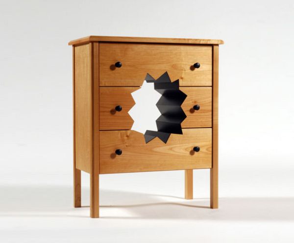 Distorted wooden furniture piece