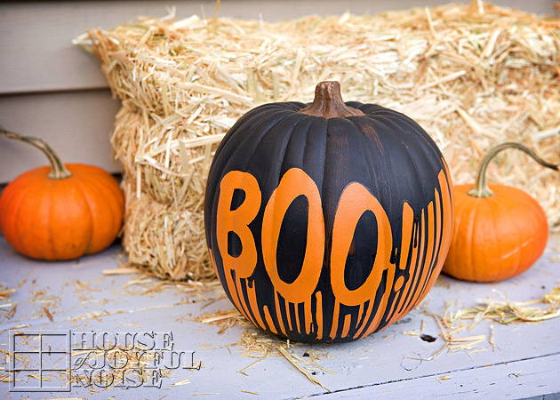 Dripping paint pumpkin technique