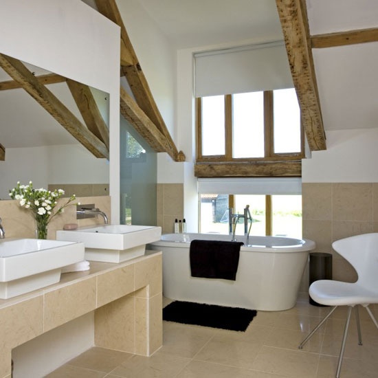 Square-format attic bathroom view