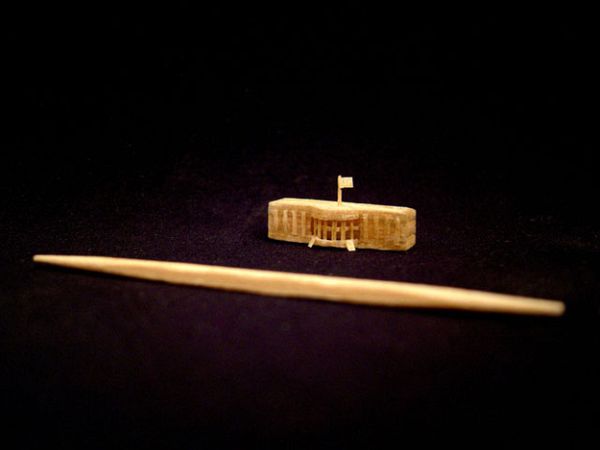 Finished mini toothpick sculpture by Steven Backman