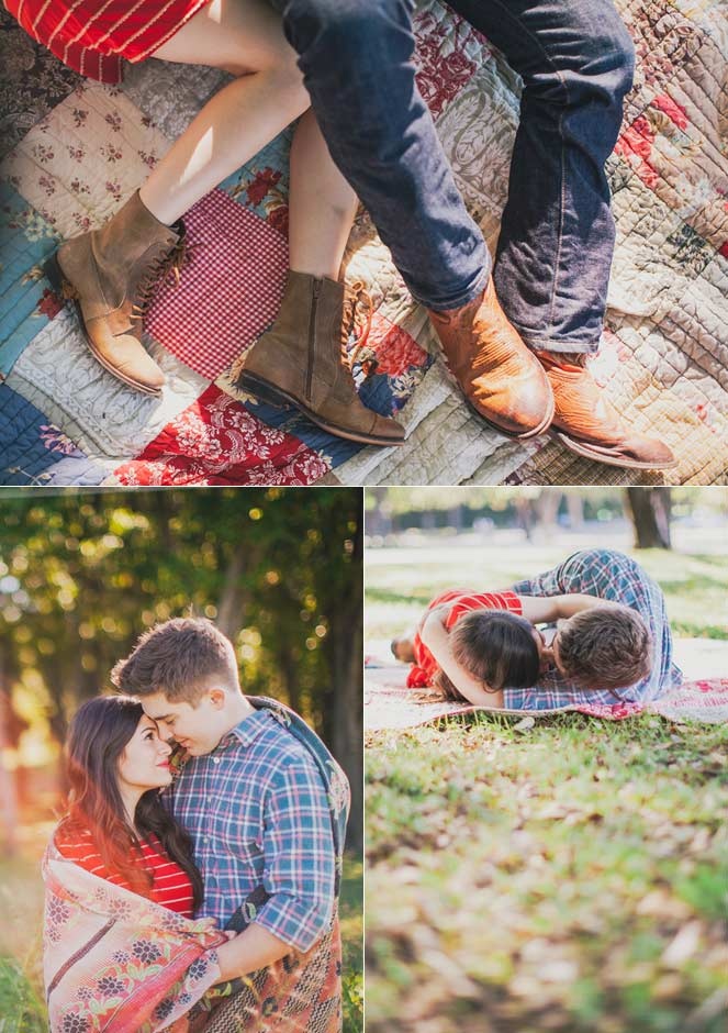 Romantic picnic engagement portrait