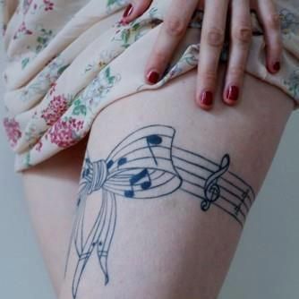 Hidden inner arm music tattoo