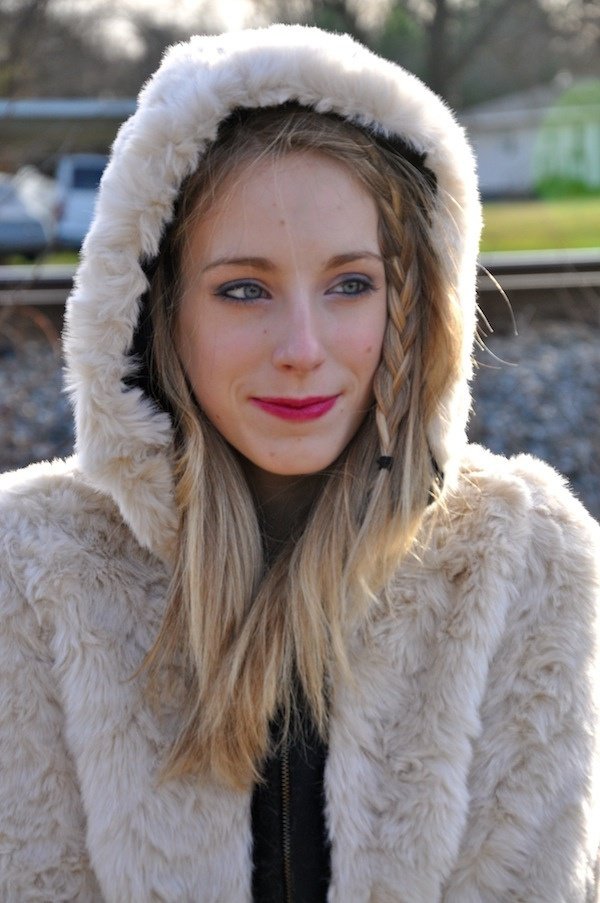 Center-part double braided bangs