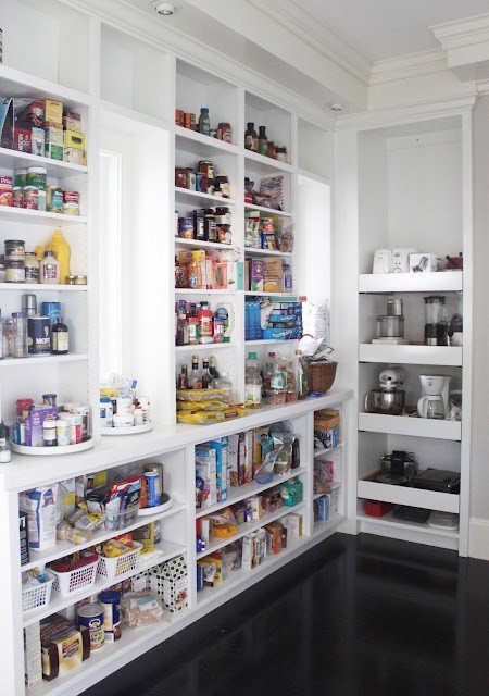 Bright pantry design with clear containers and open sightlines