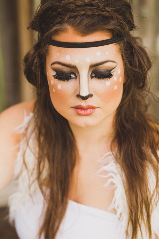 Soft fawn deer Halloween makeup with white spots