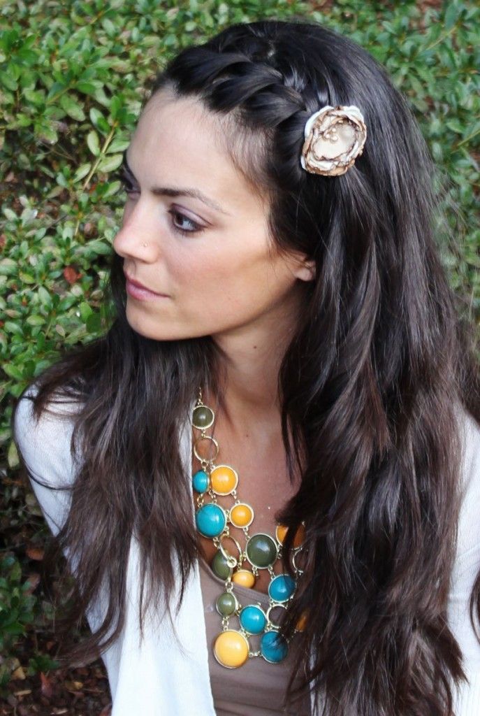 Raised Dutch braid across the fringe