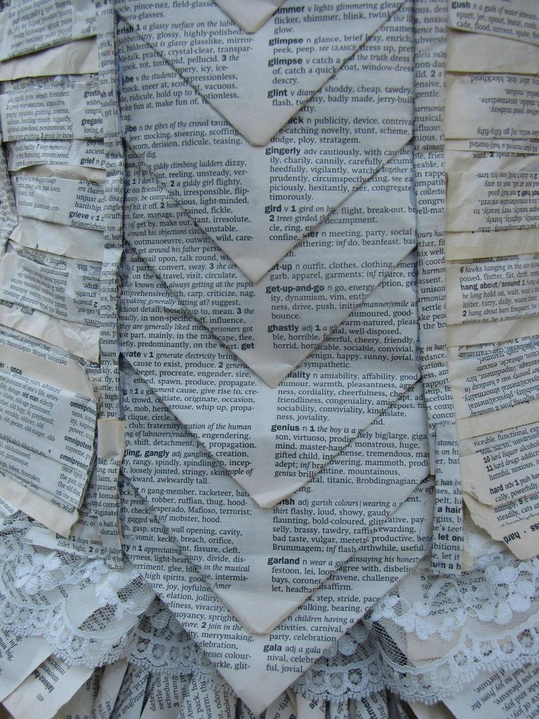 Detail of Jorimoo book-page dress