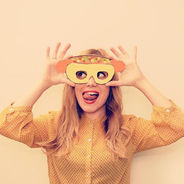 Hot dog in bun cardboard eye mask