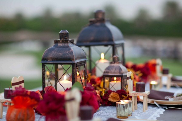 Autumn centerpiece with natural elements