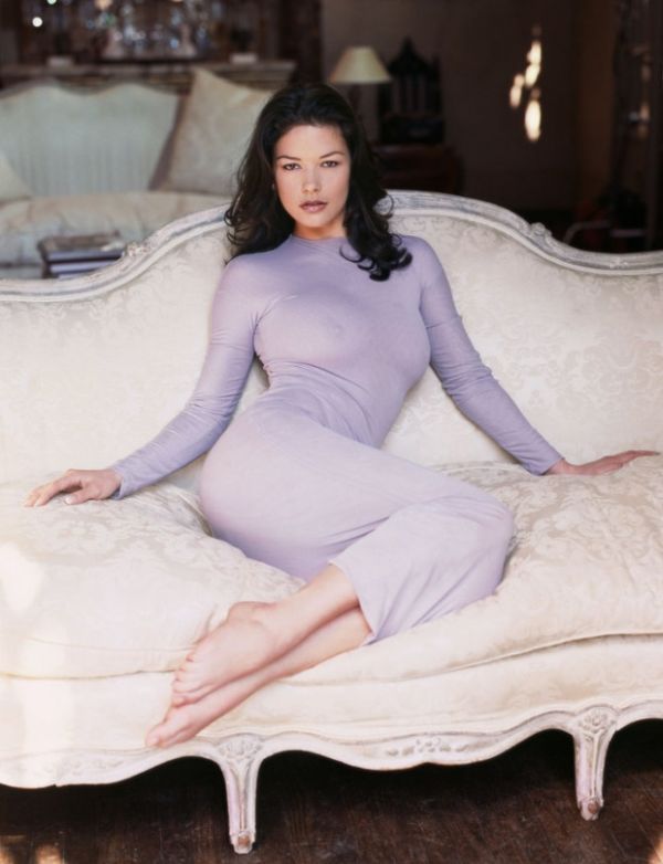 Catherine Zeta-Jones on sofa