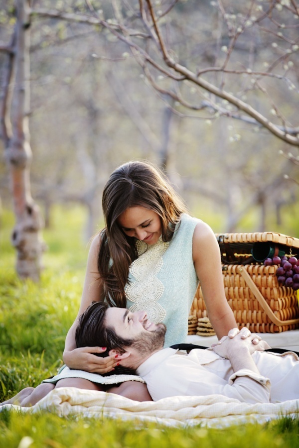 Intimate picnic engagement portrait
