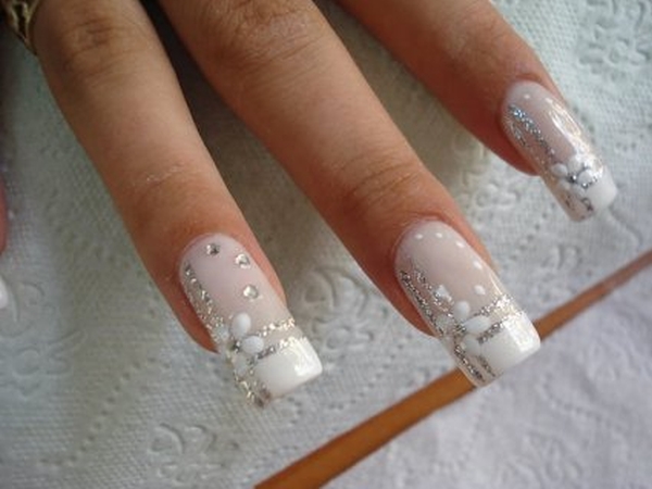 Bridal nail art with French-inspired detail