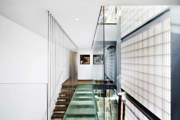 Stair and upper-level circulation in the narrow house