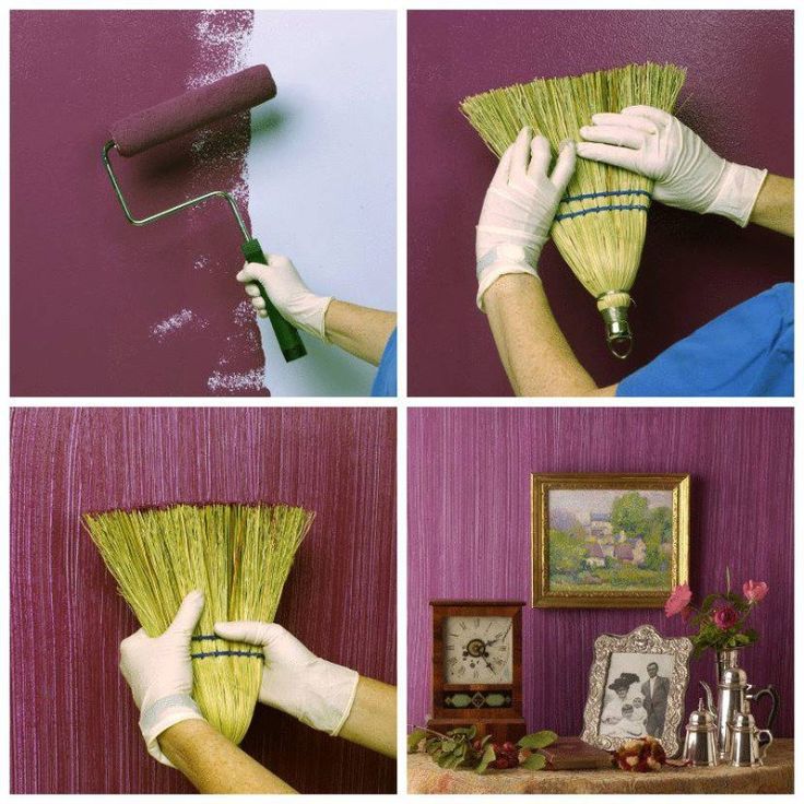 use a broom on wet paint to create a textured paint look.