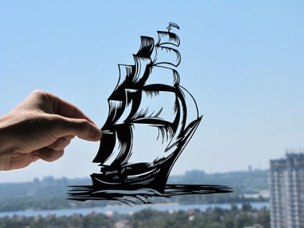 Paper silhouette with connected figures