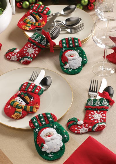 Christmas-themed tablescape detail
