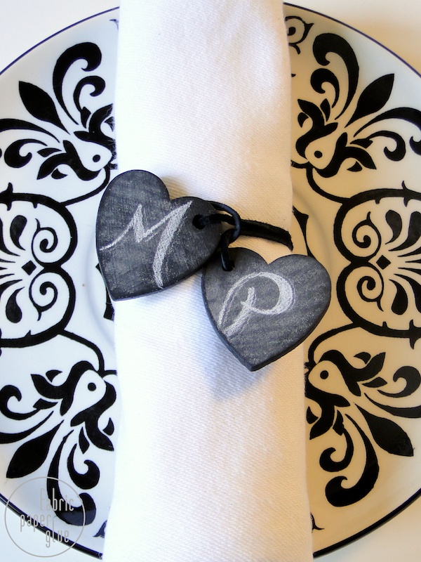 Chalkboard hearts napkin ties