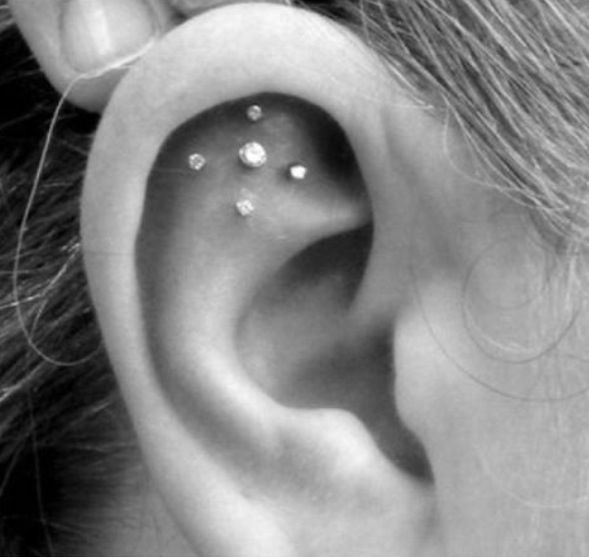 five-stud flat constellation piercing