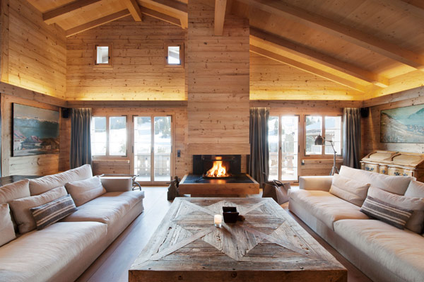 Living level under the chalet roof apex