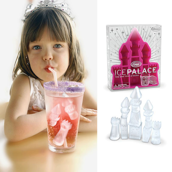Ice Palace castle tower ice cubes in a pink princess drink