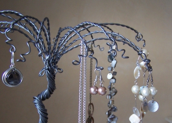 Craft jewelry organizer on tabletop