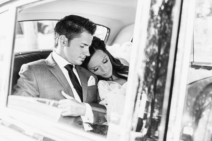 Candid black and white wedding moment