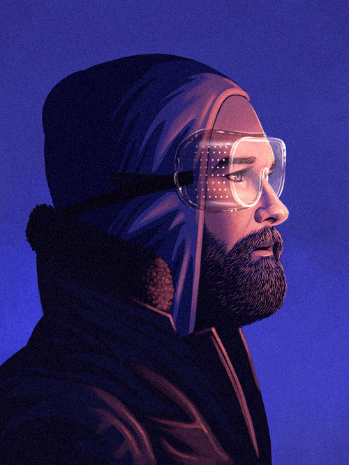 R.J. MacReady from The Thing in parka and goggles