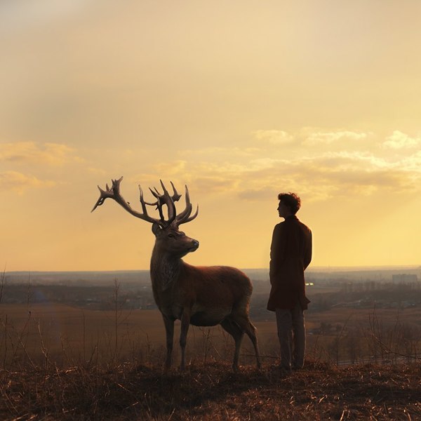 Surreal portrait with strong color and light