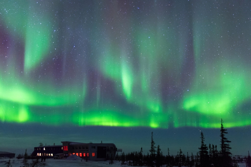 Aurora above the Churchill Northern Studies Centre