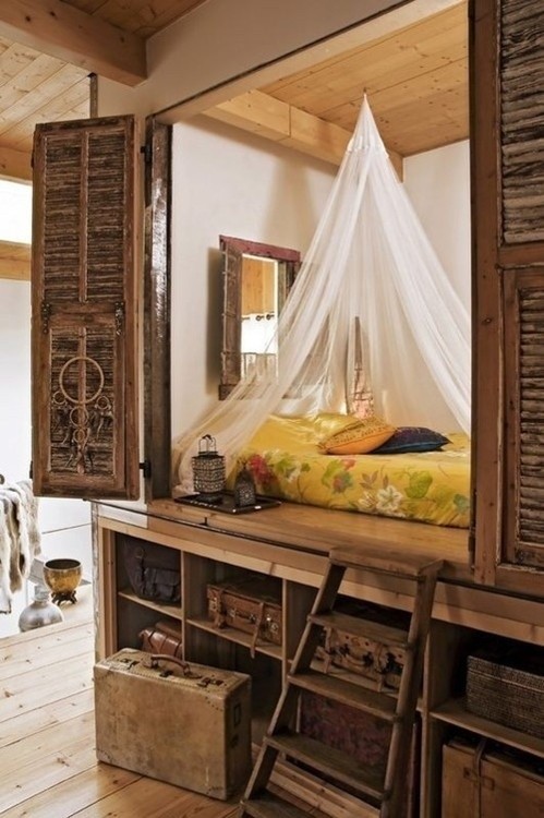 Compact reading nook in a vertical space